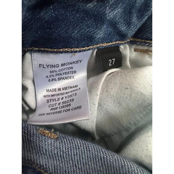Flying Monkey Style Y3573 High Rise Straight Leg Ankle Jeans Distressed Size 27 - Picture 4 of 4